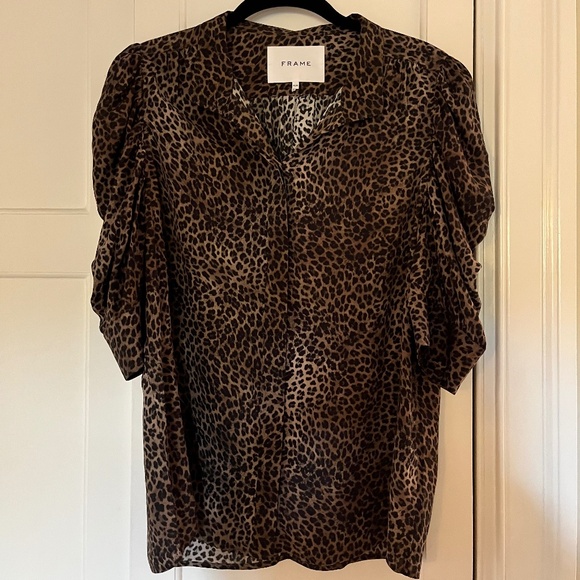 Frame Gillian Leopard Print Silk Blouse - Picture 2 of 2